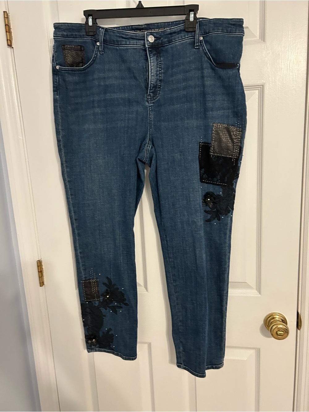 Chico’s So Slimming Girlfriend Slim Leg Ankle Embellished Jeans